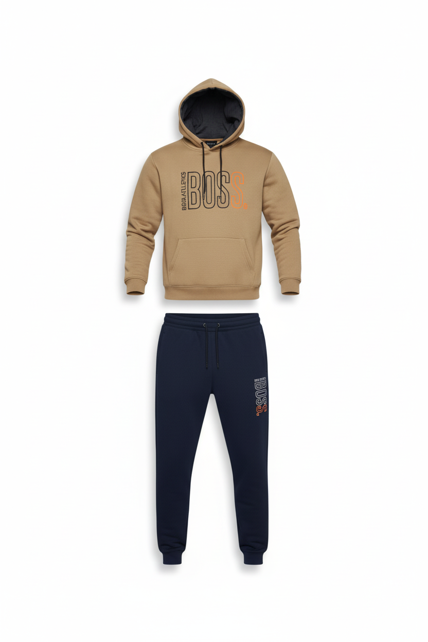 Men’s BOSS Print Pullover Hoodie & Jogger Tracksuit Set | 10 Colours | Ages 17–24 Years | MH
