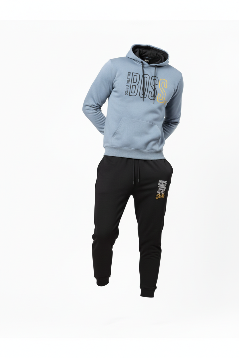 Men’s BOSS Print Pullover Hoodie & Jogger Tracksuit Set | 10 Colours | Ages 17–24 Years | MH