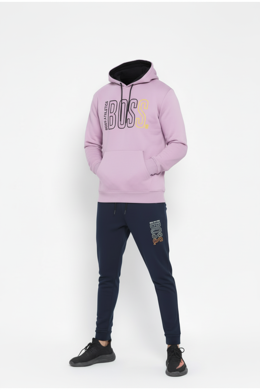 Men’s BOSS Print Pullover Hoodie & Jogger Tracksuit Set | 10 Colours | Ages 17–24 Years | MH