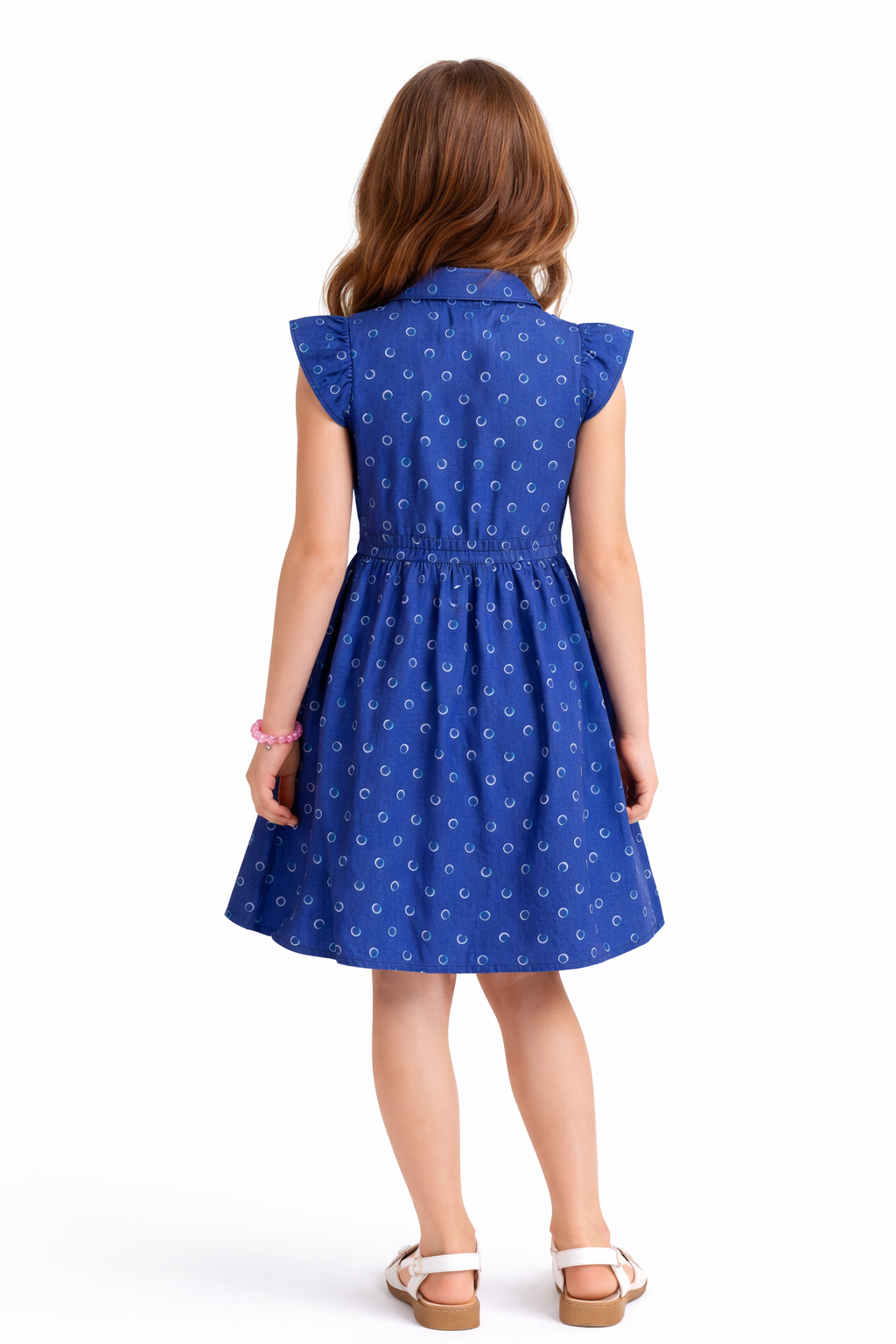 Girls Indigo Blue Printed Cotton Dress (2–12 Years) | Soft Casual Party Wear | MH AE