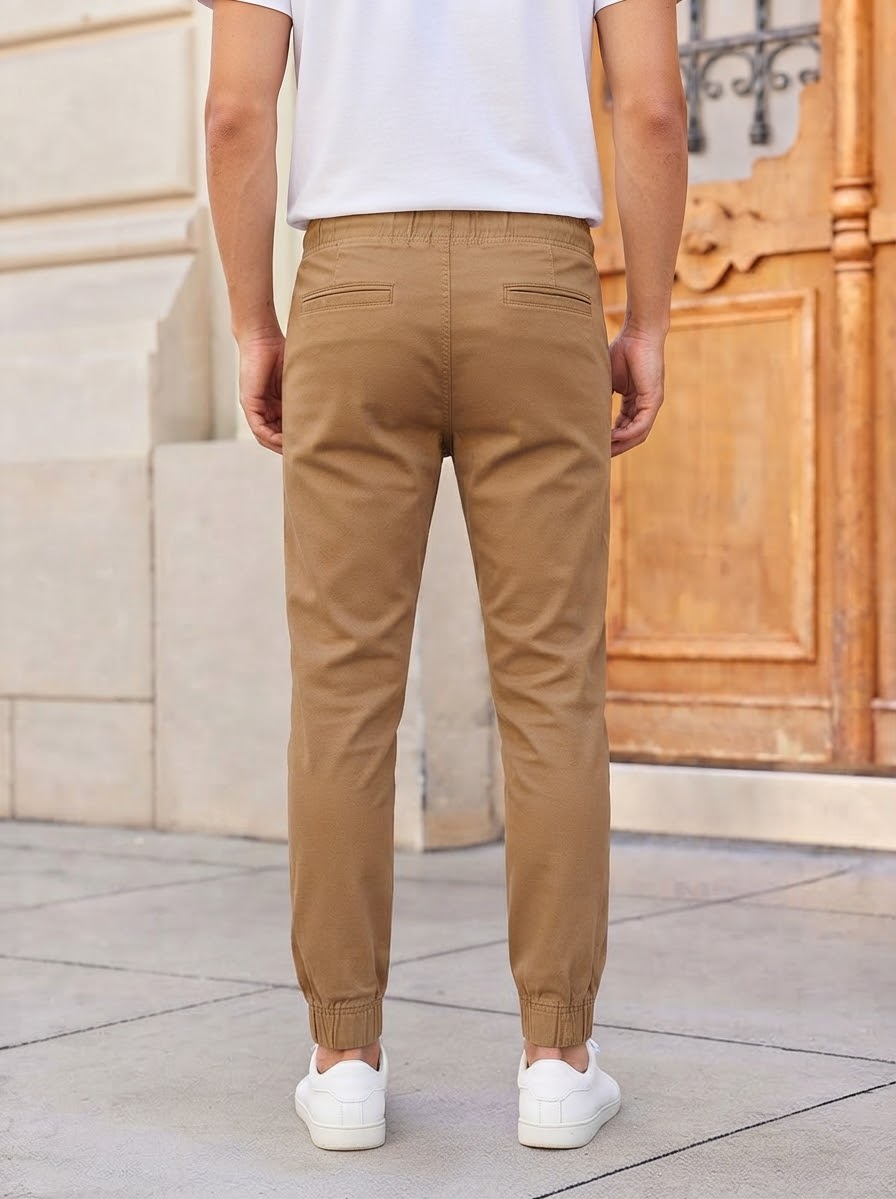 Men's Solid Cotton 4 pocket super stretch Joggers - Casual Drawstring Trousers with Pockets | Sizes 30"-38" | MH