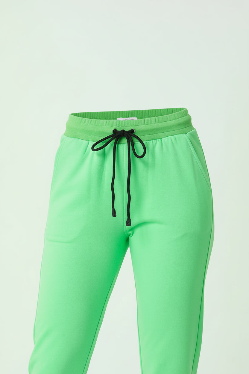 Women’s Lime Green Tapered Joggers with Contrast Drawstring | Sizes S-XL | MH