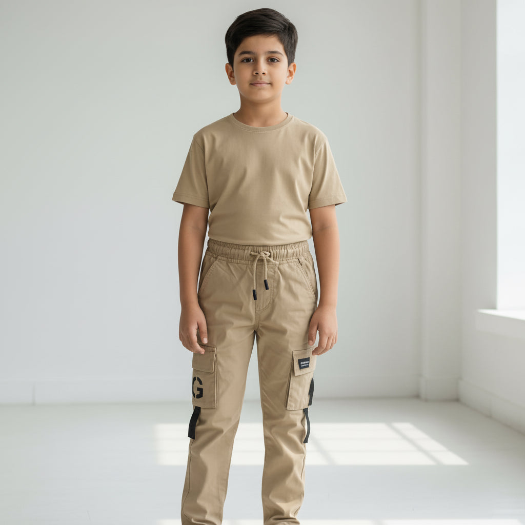 Big Boys Khaki Cargo Pants 9-16 Years - Comfortable Everyday Cargo Trousers | MH