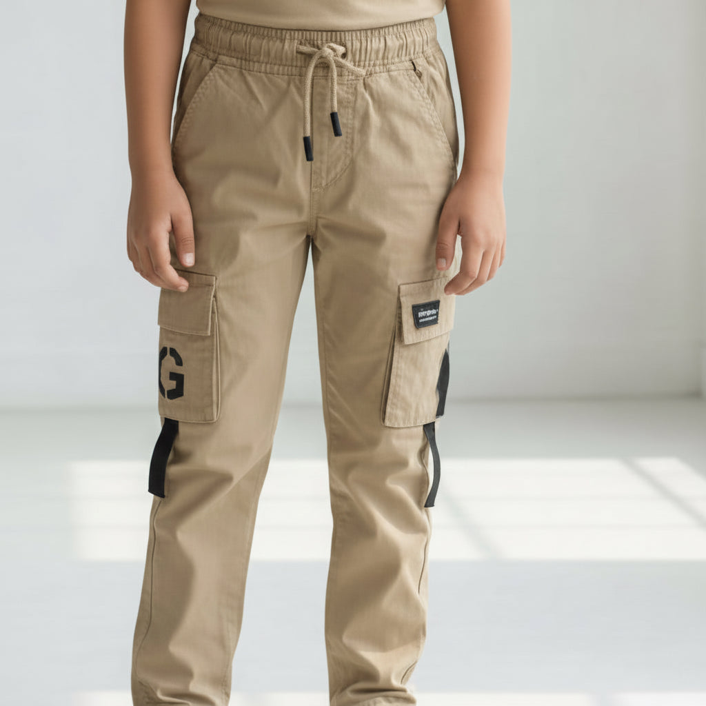 Big Boys Khaki Cargo Pants 9-16 Years - Comfortable Everyday Cargo Trousers | MH