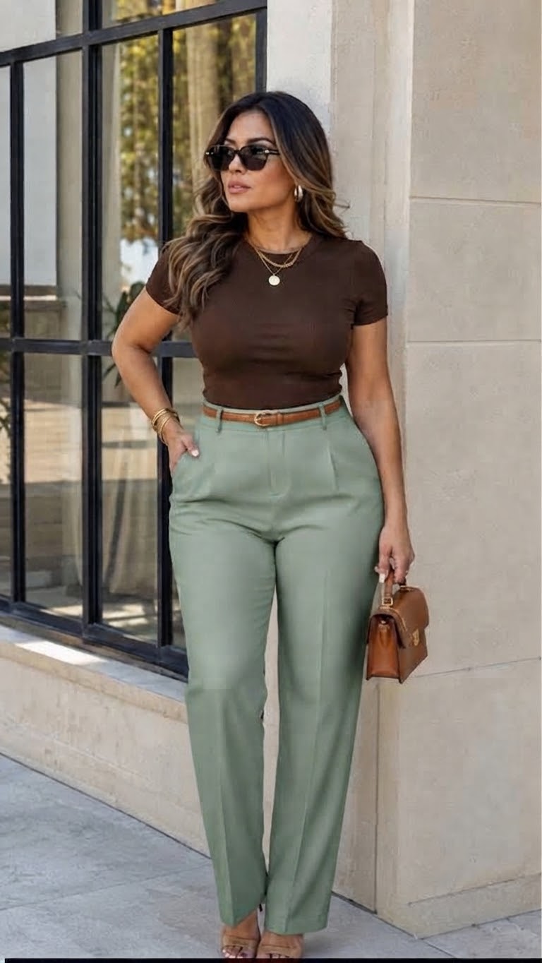 Women’s High Waist Straight Leg Colored Trousers | Office Smart Casual Pants | Size 26”–36” | UAE