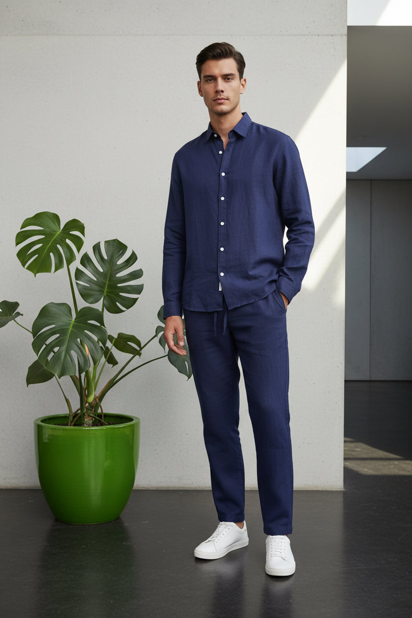 Men’s Premium Linen Co-ord Set | Matching Shirt & Trouser | Casual Summer Suit | 5 Colors | M–XXL | MH