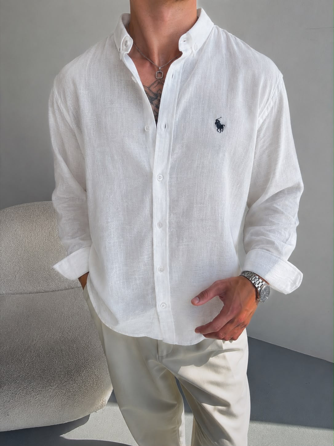 Men’s Premium Linen Band Collar Shirt | Full Sleeve | Smart Casual | 5 Colors | M–XXL | MH