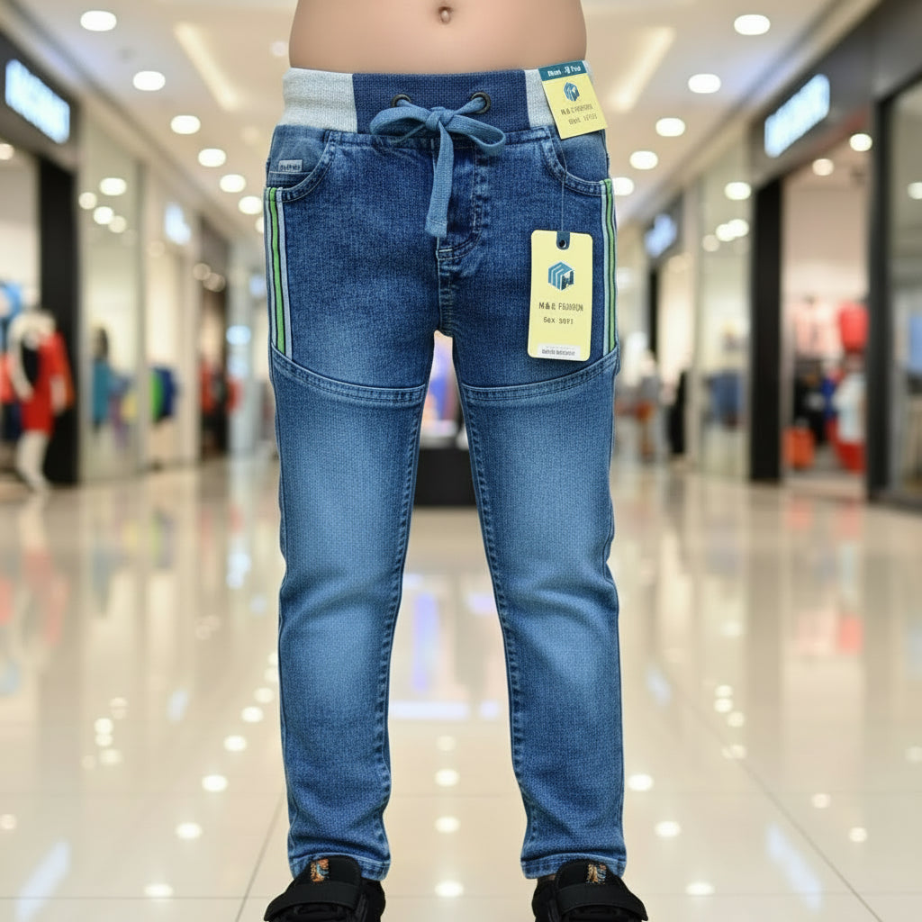 Toddler Boys Blue Denim Joggers 1-6 Years | Stylish Casual Jeans with Elastic Waist | MH