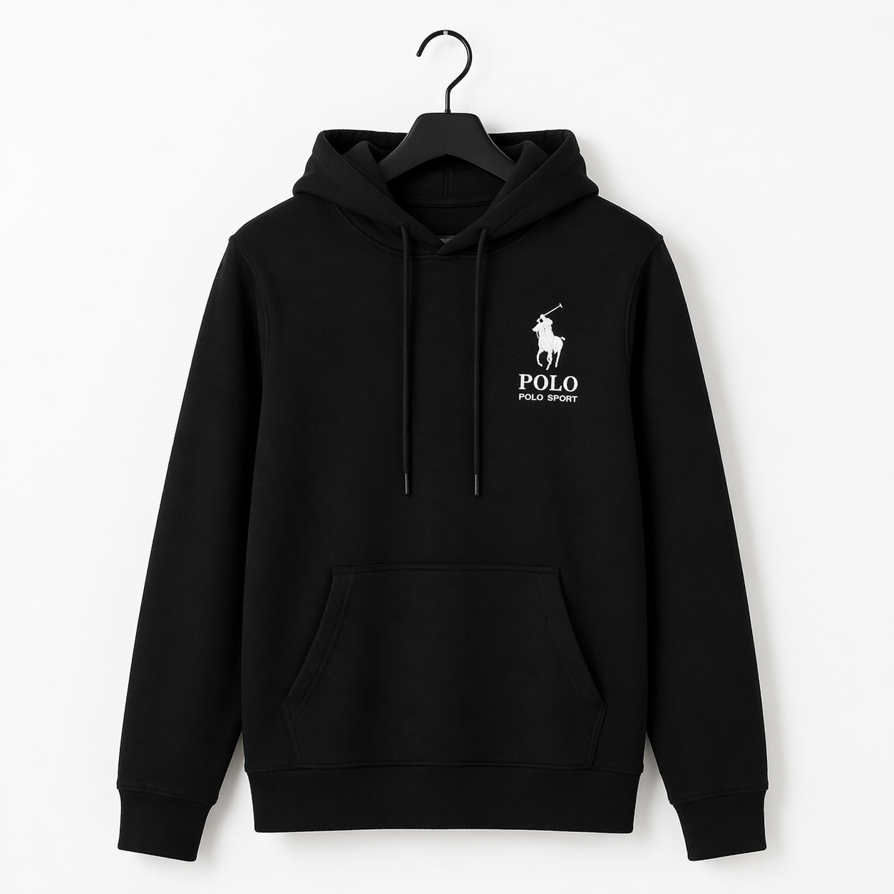 Men’s Black Hoodie – Minimal Logo Pullover Sweatshirt | Premium Cotton Comfort Streetwear UAE | Sizes S-XXL | MH