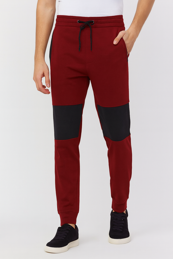 "Men’s Burgundy Trouser Pants with Black Knee Panels"/ MH