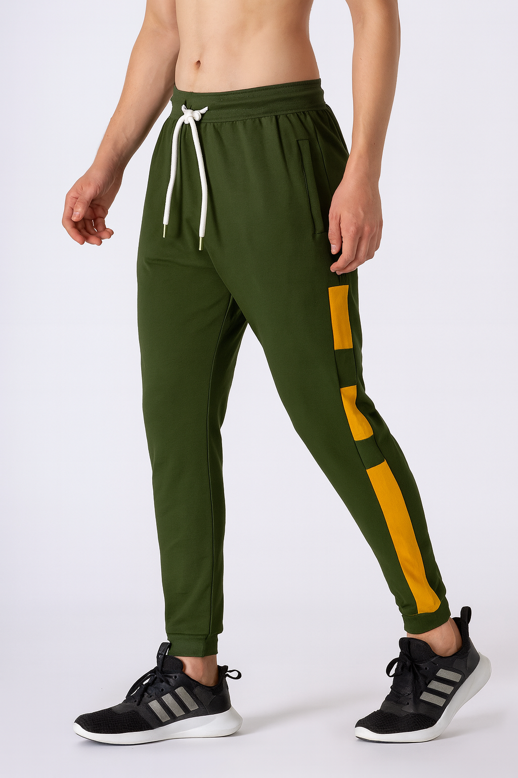 Men’s Olive Green Trouser with Yellow Stripe Panels. | Sizes (30"-38") | MH