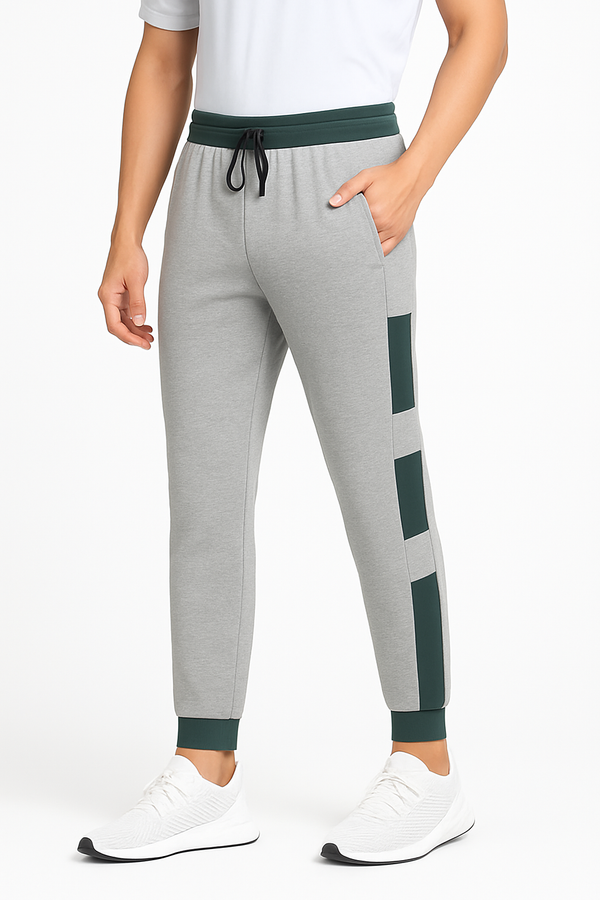 Men’s Grey Trouser with Dark Black Stripe Panels'/ MH