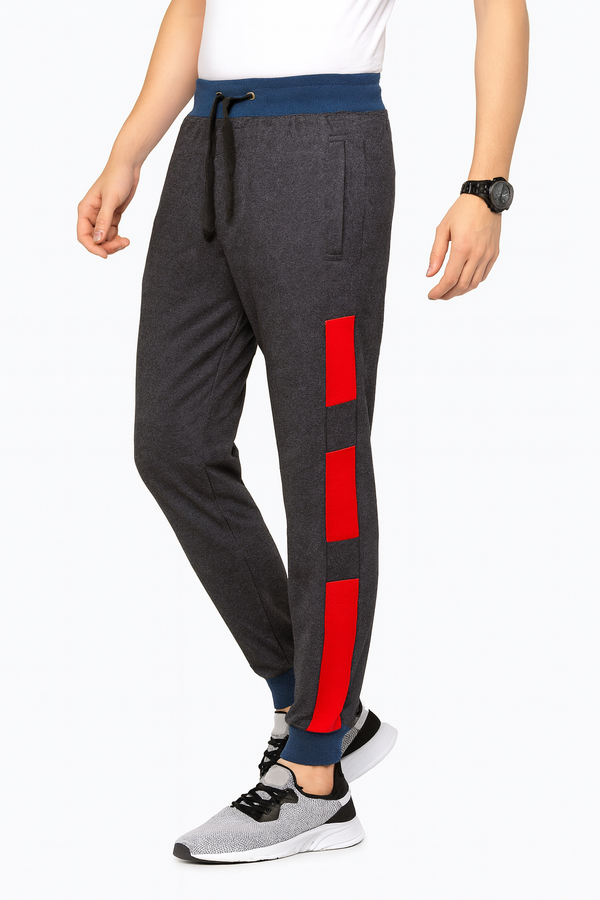 Men’s Dark Grey Trouser with Red Stripe Panels. /MH