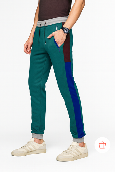 "Men's Colorblock Trouser Pants with Zipper Pocket" /MH