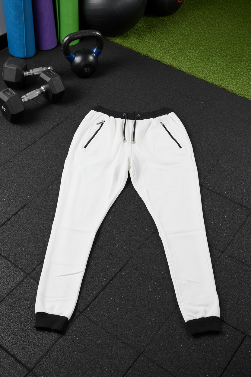 Women's White Cotton Trouser with Zipper Pockets,Size (S-XL| MH