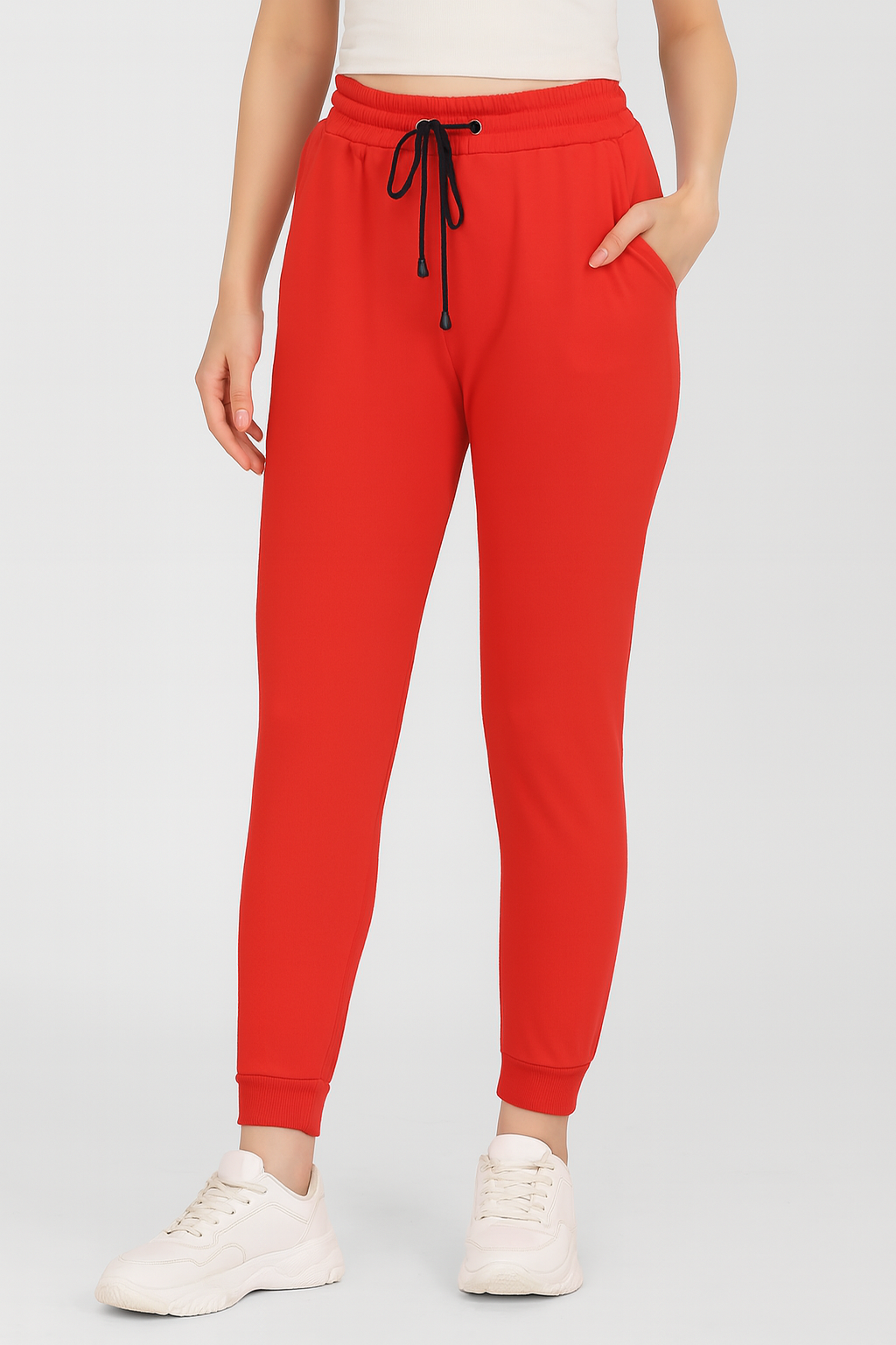 Women’s Premium Red Jogger Sweatpants with Drawstring – Casual Athletic Fit (Sizes S–XL) | MH