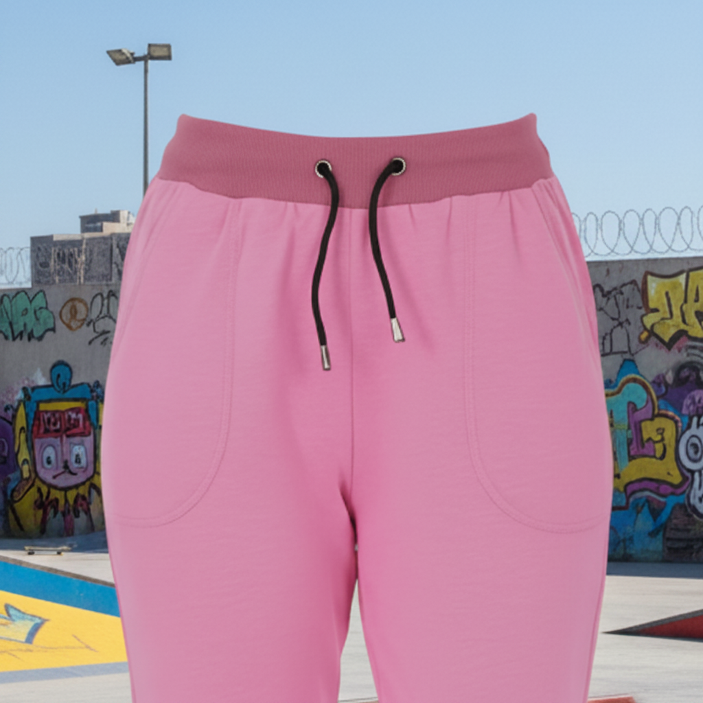 Women’s Cotton Pink Tapered Joggers – High-Waist Athletic Sweatpants (S-XL) MH