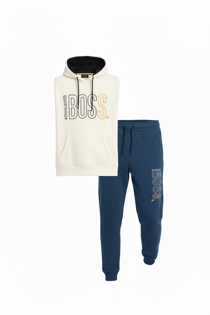 Men’s BOSS Print Pullover Hoodie & Jogger Tracksuit Set | 10 Colours | Ages 17–24 Years | MH