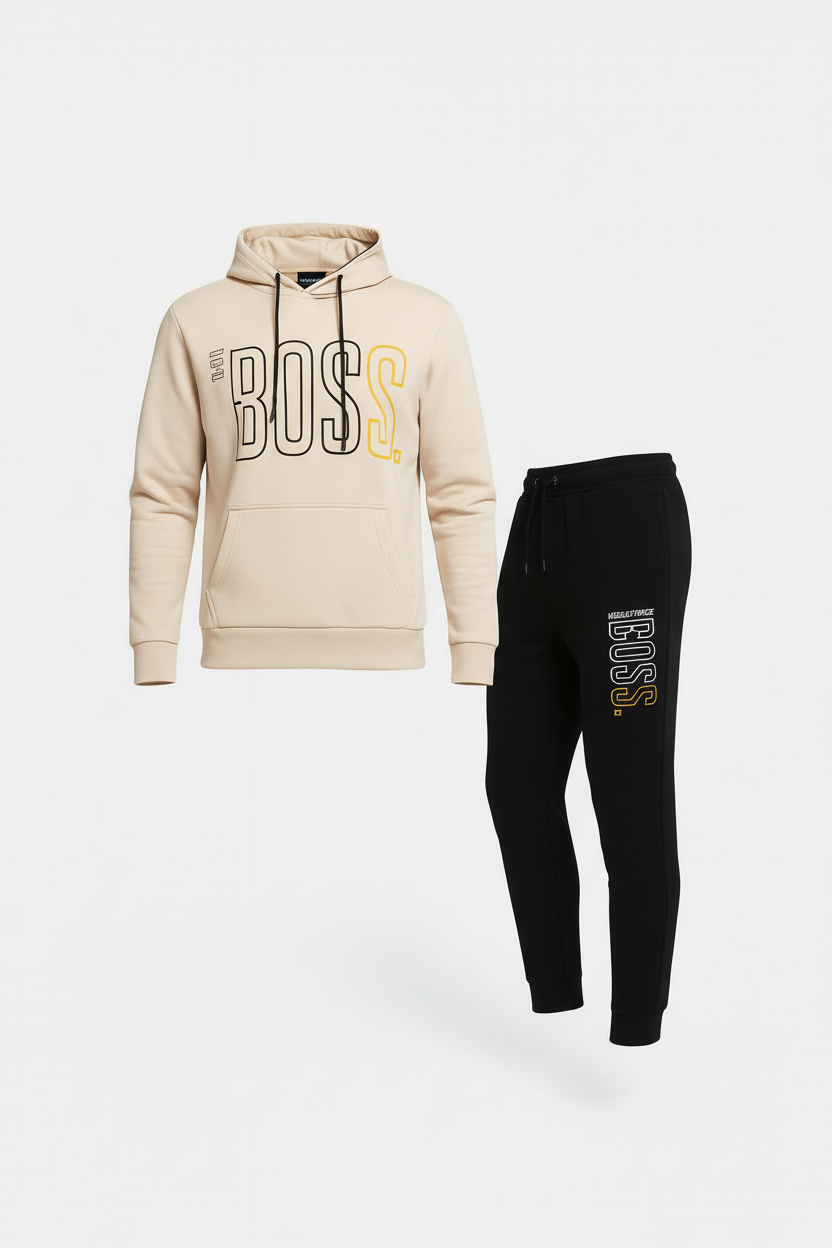 Men’s BOSS Print Pullover Hoodie & Jogger Tracksuit Set | 10 Colours | Ages 17–24 Years | MH