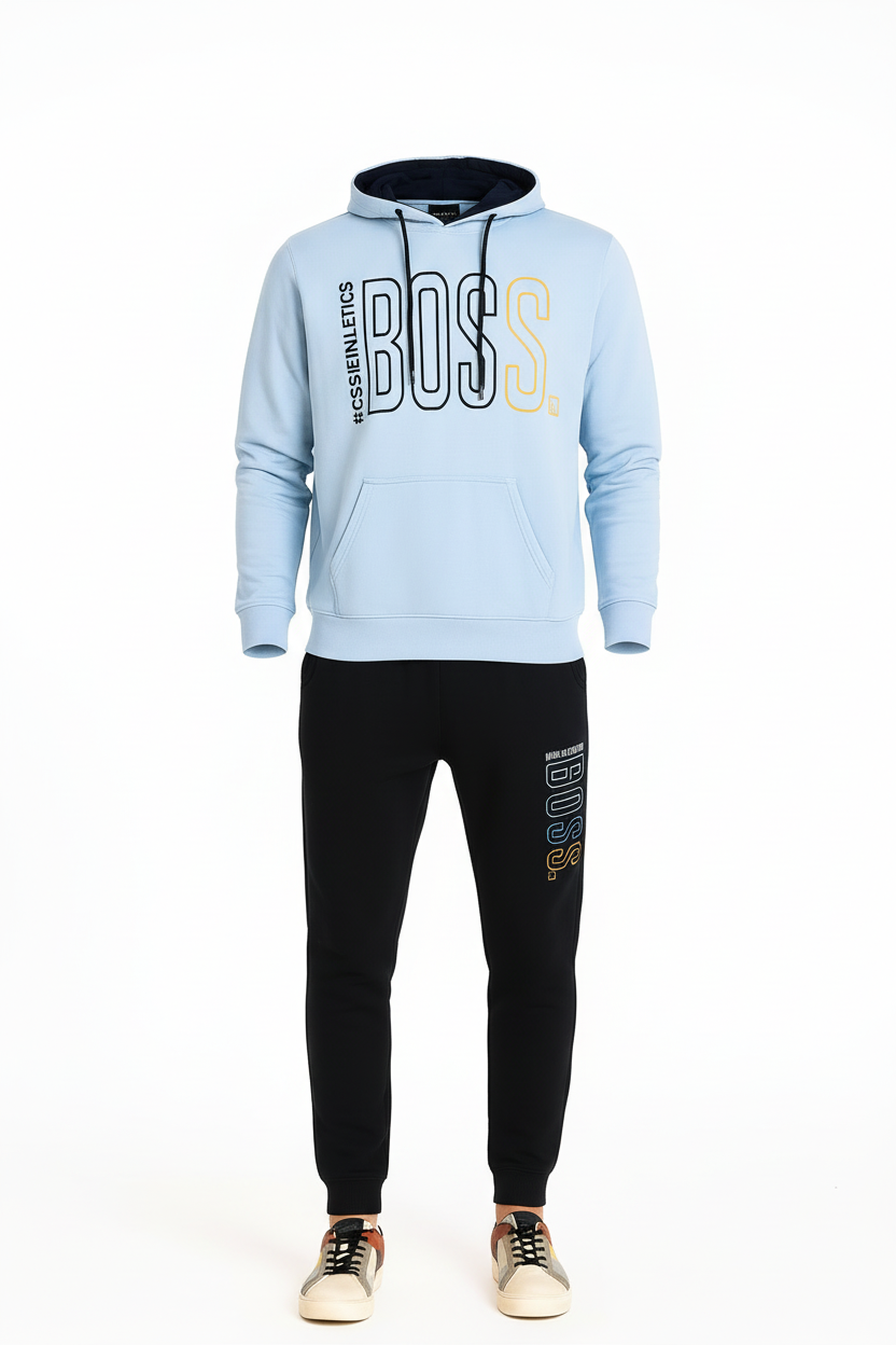 Men’s BOSS Print Pullover Hoodie & Jogger Tracksuit Set | 10 Colours | Ages 17–24 Years | MH