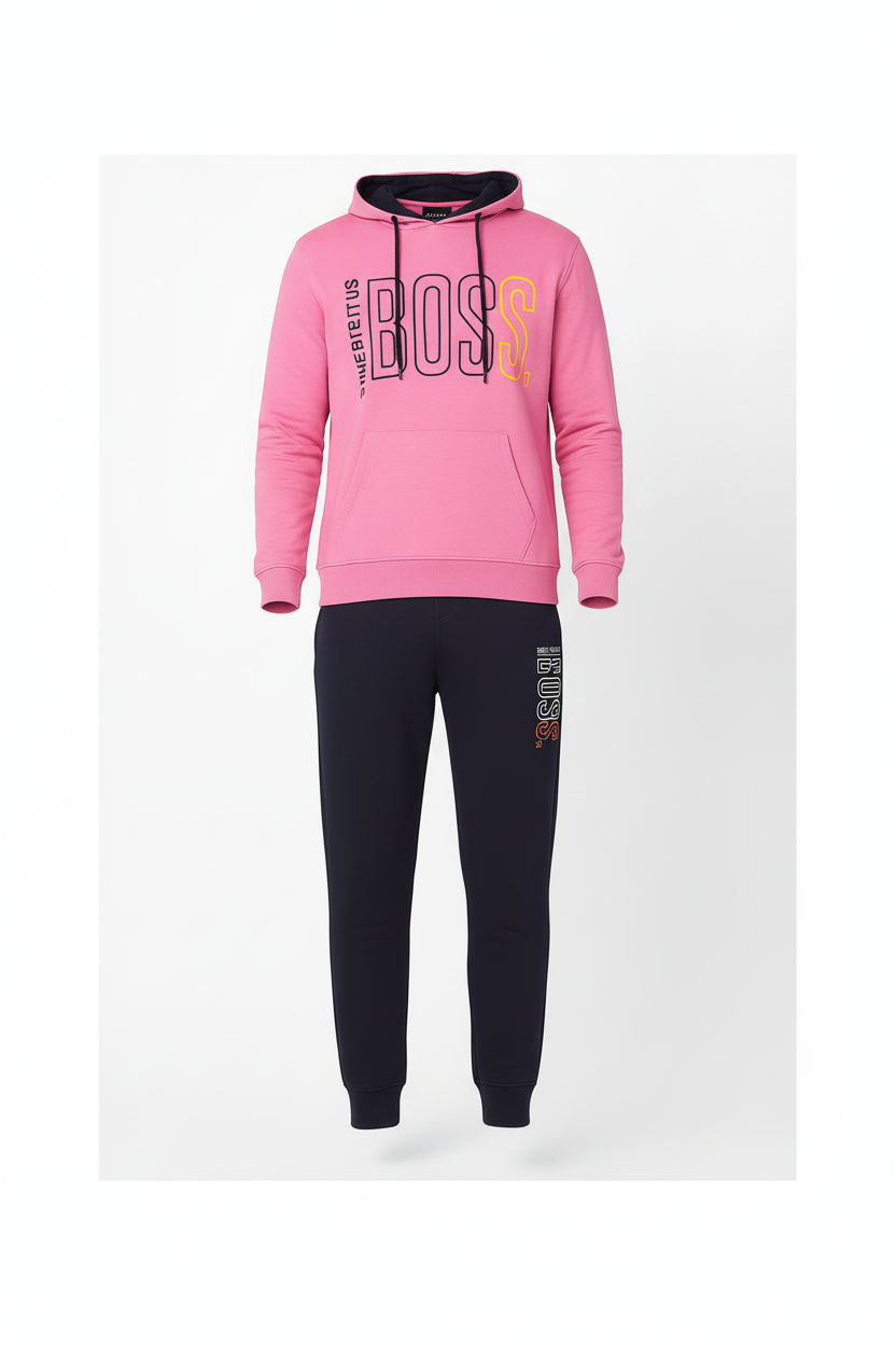 Men’s BOSS Print Pullover Hoodie & Jogger Tracksuit Set | 10 Colours | Ages 17–24 Years | MH