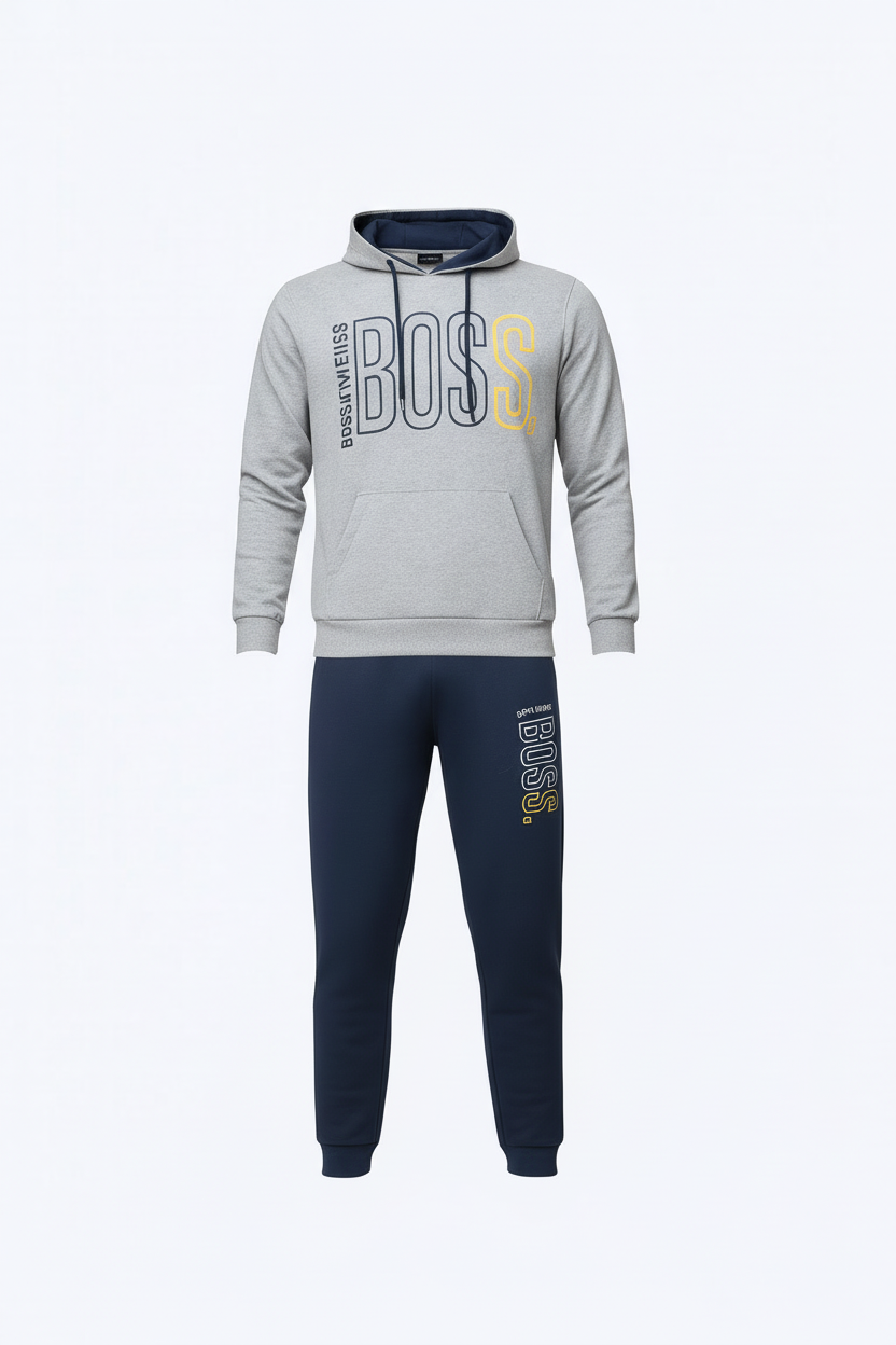 Men’s BOSS Print Pullover Hoodie & Jogger Tracksuit Set | 10 Colours | Ages 17–24 Years | MH