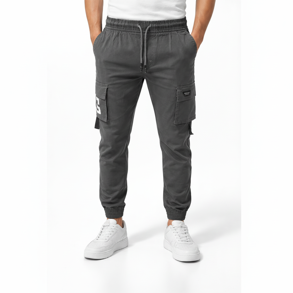 Young Men’s Olive Green Cargo Joggers 17-24 Years | Stylish Multiple Pockets Jogger Pants with “G” Patch | 3 Colors | MH