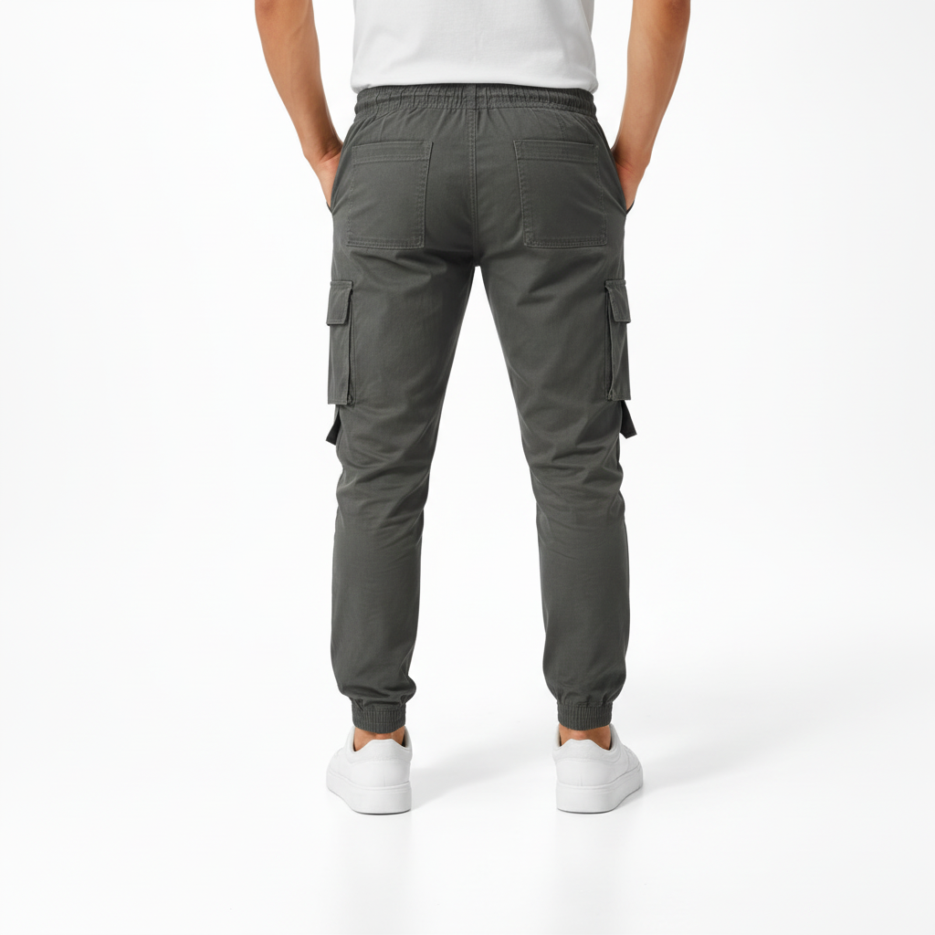 Young Men’s Olive Green Cargo Joggers 17-24 Years | Stylish Multiple Pockets Jogger Pants with “G” Patch | 3 Colors | MH