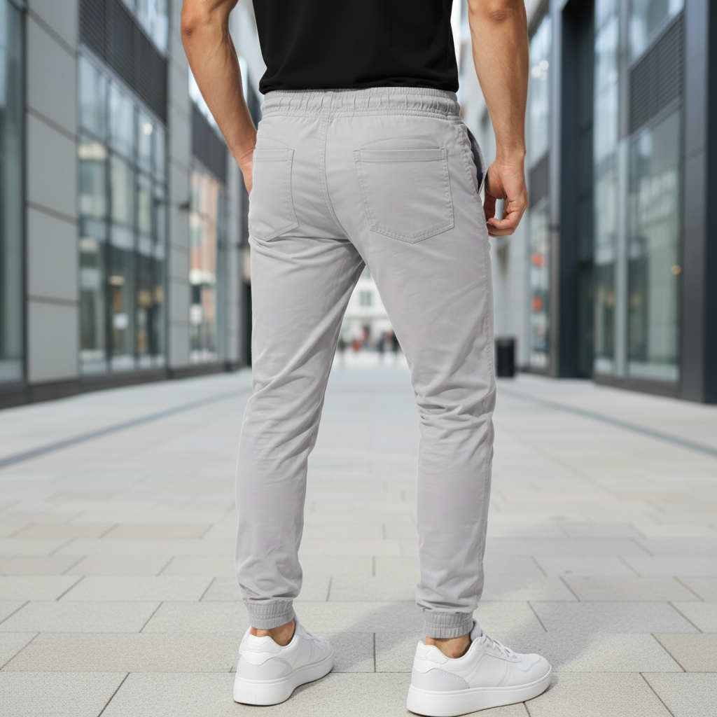 Men’s Slim Fit Jogger Chino Pants | Khaki Grey & Black | Drawstring Tapered Trousers | Ages 17–24 Years | MH