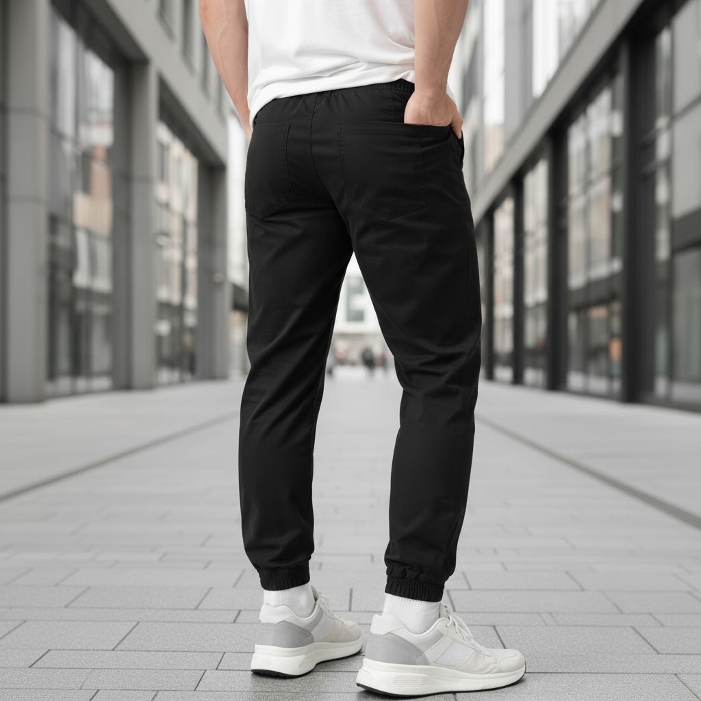 Men’s Slim Fit Jogger Chino Pants | Khaki Grey & Black | Drawstring Tapered Trousers | Ages 17–24 Years | MH