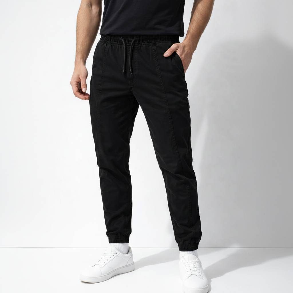 Men's Essential Tapered Elastic Waist & Ribbed Ankles 3 Colors Cargo Jogger Pants 17-24 Years - Casual Drawstring Trousers with Pockets | MH