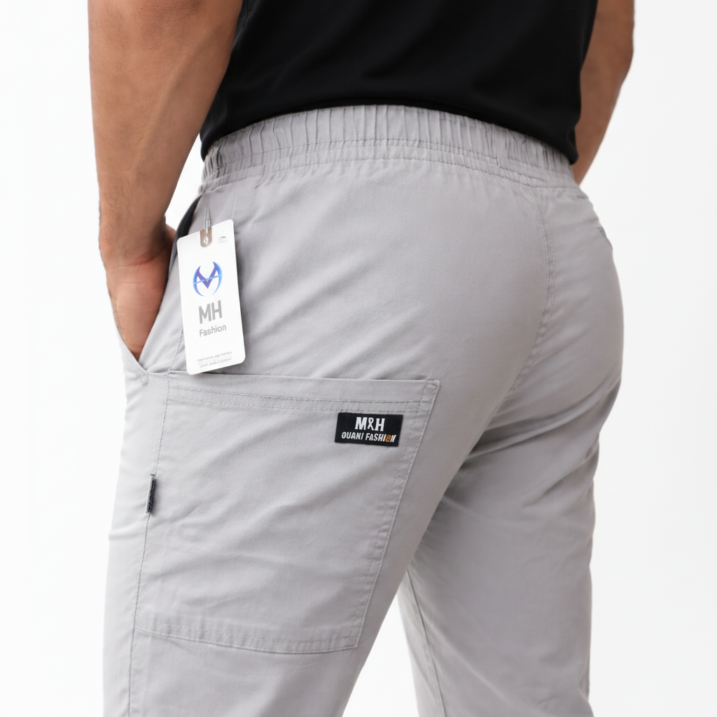 Men's Essential Tapered Elastic Waist & Ribbed Ankles 3 Colors Cargo Jogger Pants 17-24 Years - Casual Drawstring Trousers with Pockets | MH