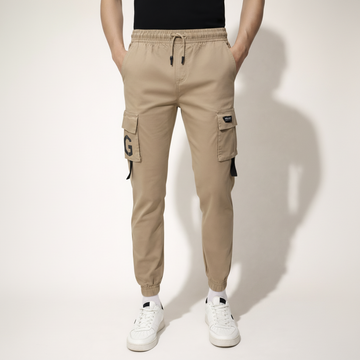 Young Men’s Olive Green Cargo Joggers 17-24 Years | Stylish Multiple Pockets Jogger Pants with “G” Patch | 3 Colors | MH