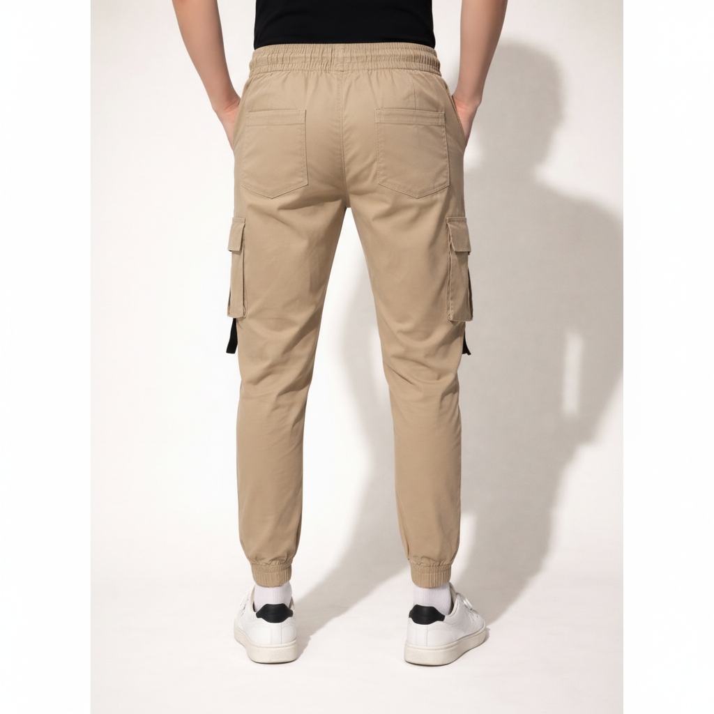 Young Men’s Olive Green Cargo Joggers 17-24 Years | Stylish Multiple Pockets Jogger Pants with “G” Patch | 3 Colors | MH