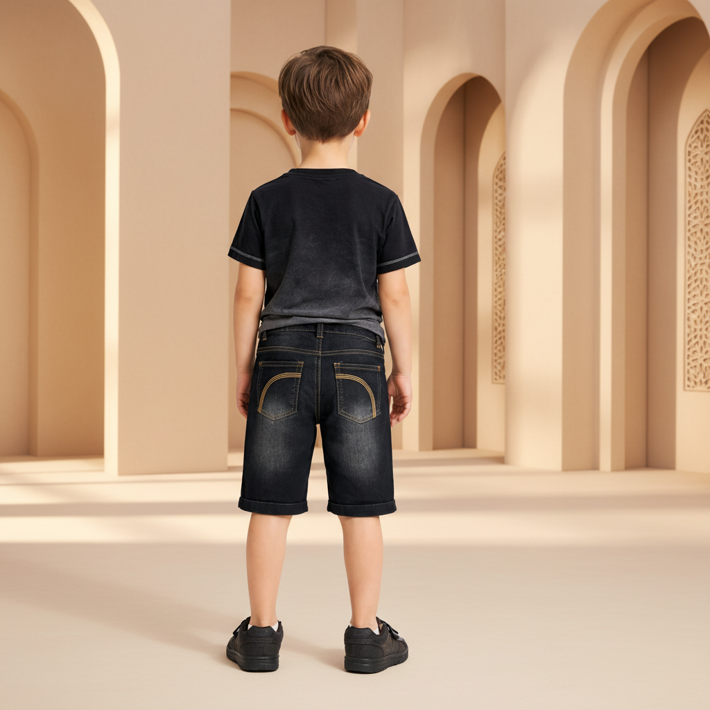 Kid Boy's Distressed Denim Shorts with Classic Pocket Stitching | MH
