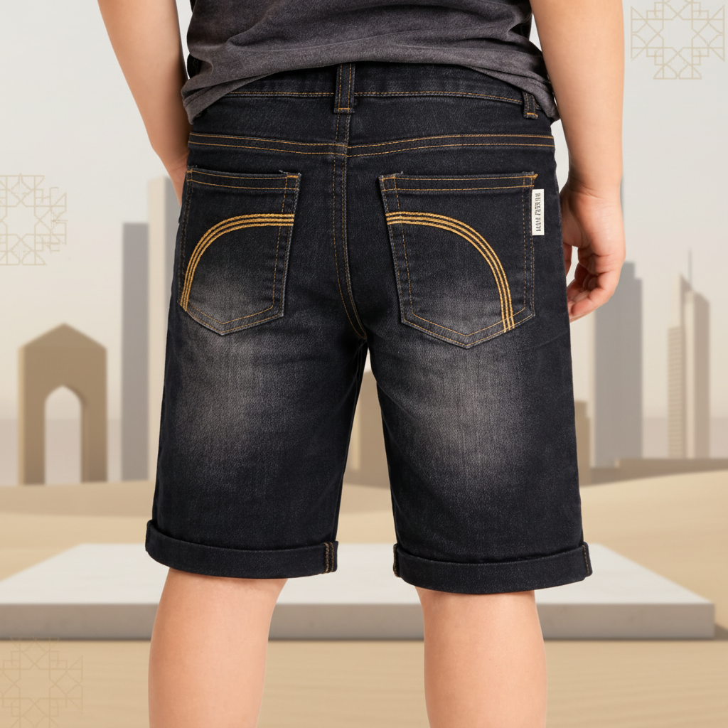 Kid Boy's Distressed Denim Shorts with Classic Pocket Stitching | MH
