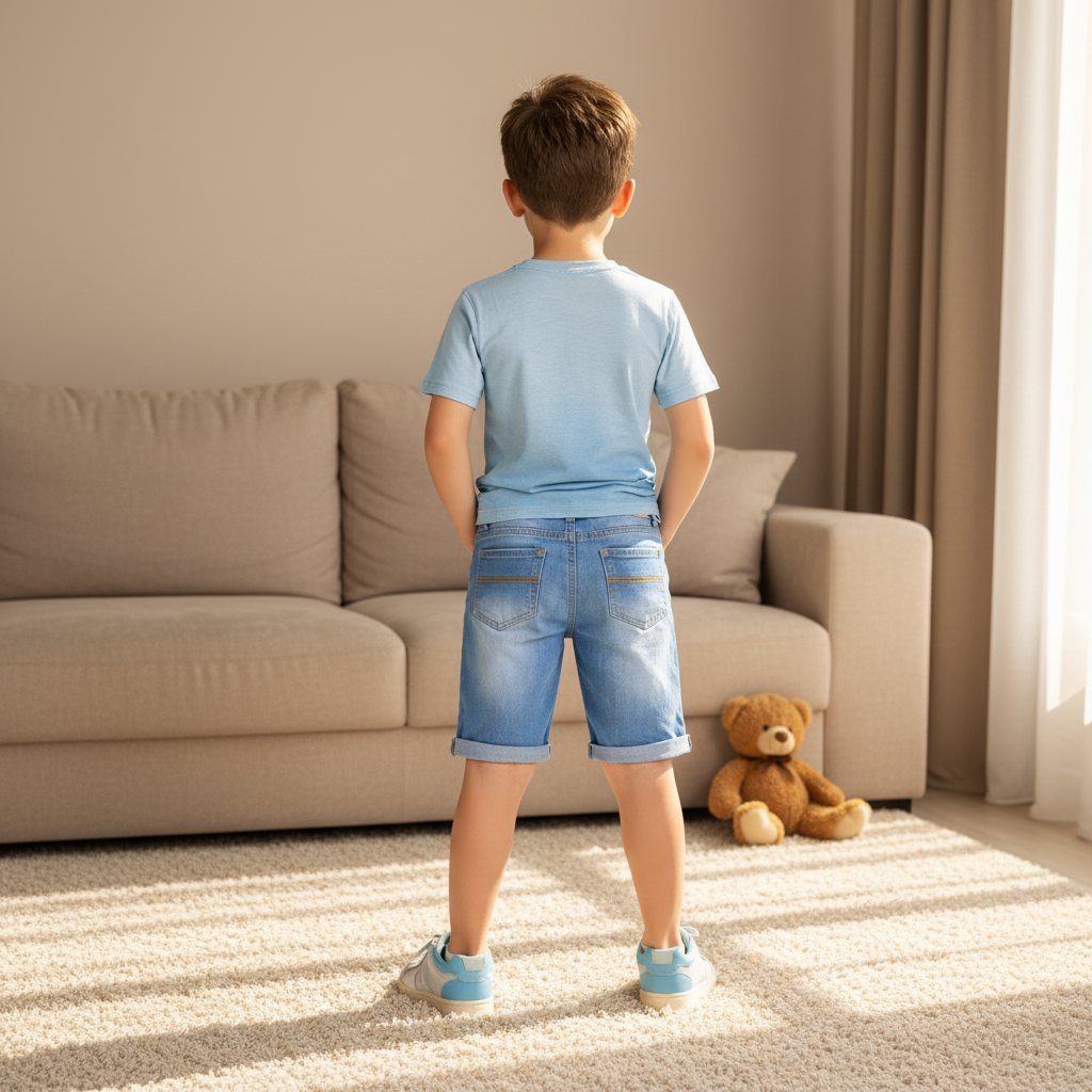 Kid Boy's Signature Denim Shorts with Artisan Stitch Detail | MH