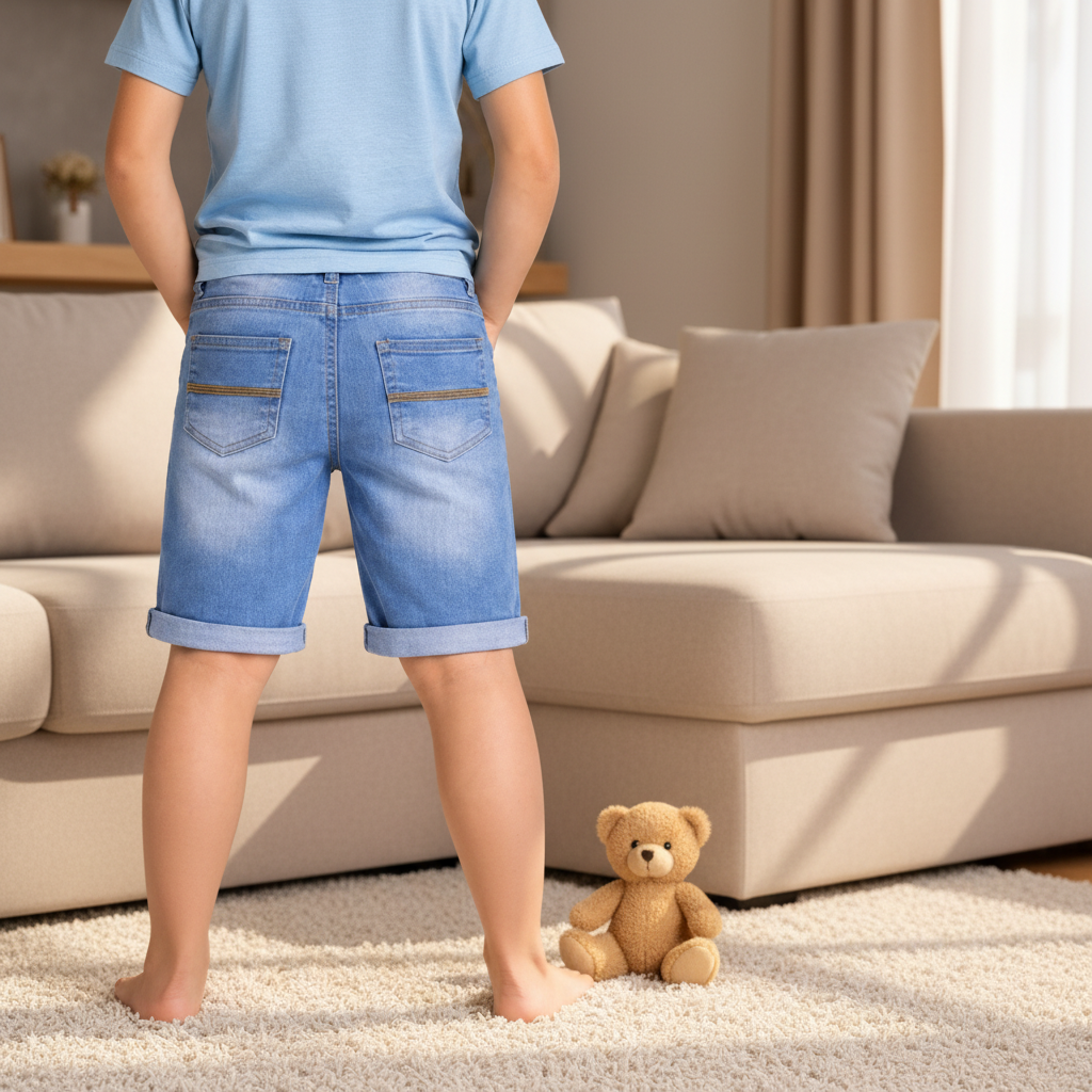 Kid Boy's Signature Denim Shorts with Artisan Stitch Detail | MH