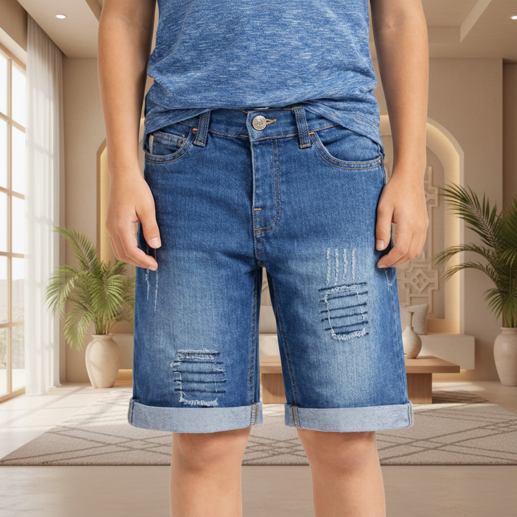 Kid Boy's Distressed Denim Shorts | MH Size (1-12Years)
