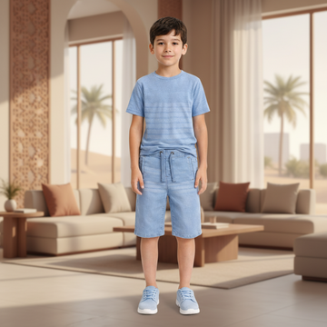 Kid Boy's Essential Drawstring Cotton Denim Shorts | MH Size (1-12Years)