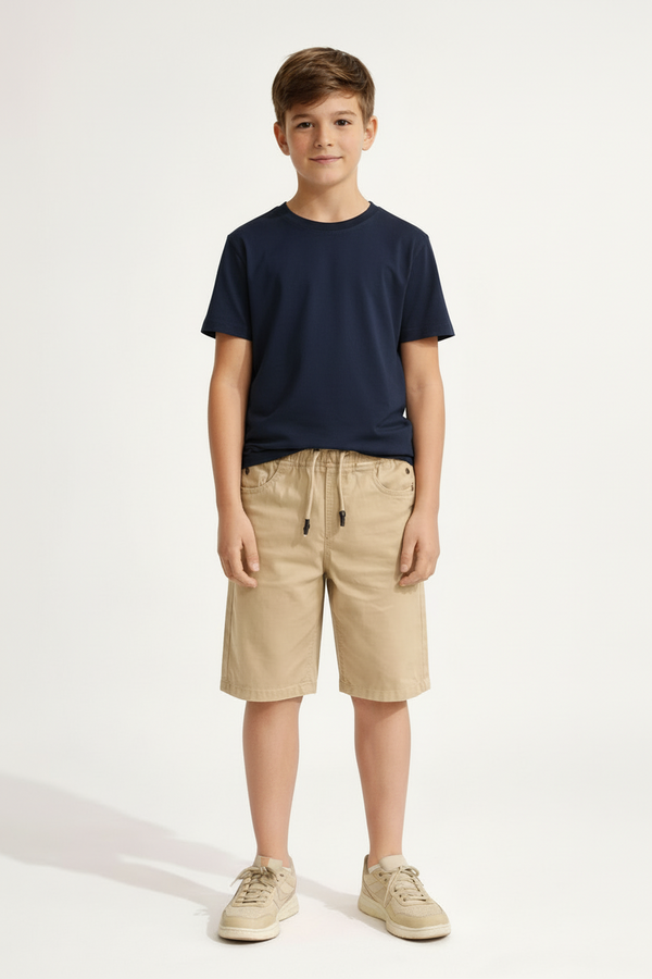 Boys Classic Khaki Elastic Waist Casual Shorts | MH