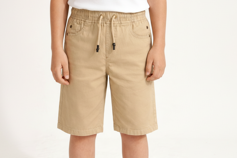 Boys Classic Khaki Elastic Waist Casual Shorts | MH