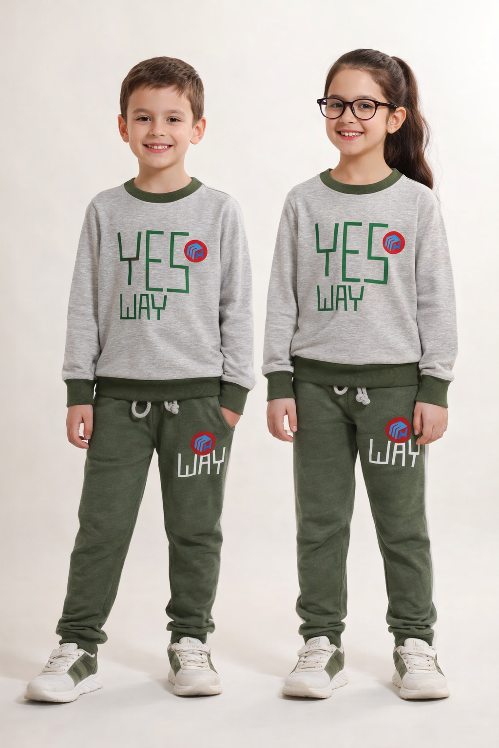 Kids “Yes Way” Casual Sweatshirt & Jogger Set | MH Size (2-12Years)
