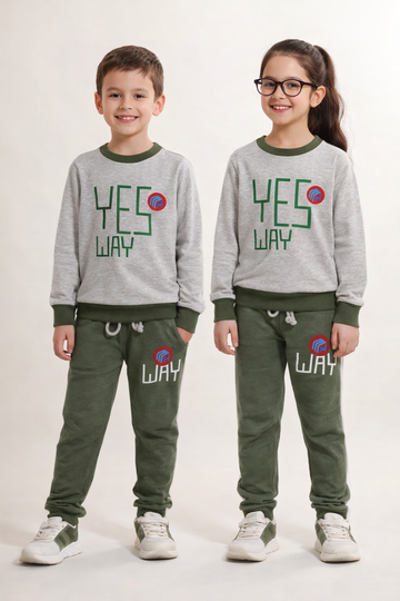 Kids “Yes Way” Casual Sweatshirt & Jogger Set | MH Size (2-12Years)