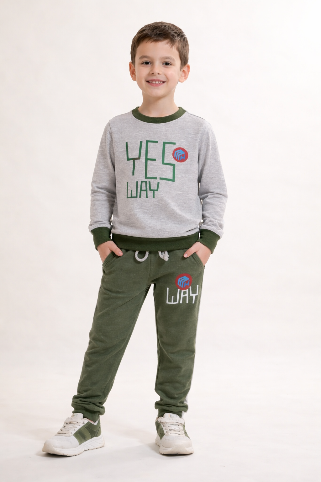 Kids “Yes Way” Casual Sweatshirt & Jogger Set | MH Size (2-12Years)