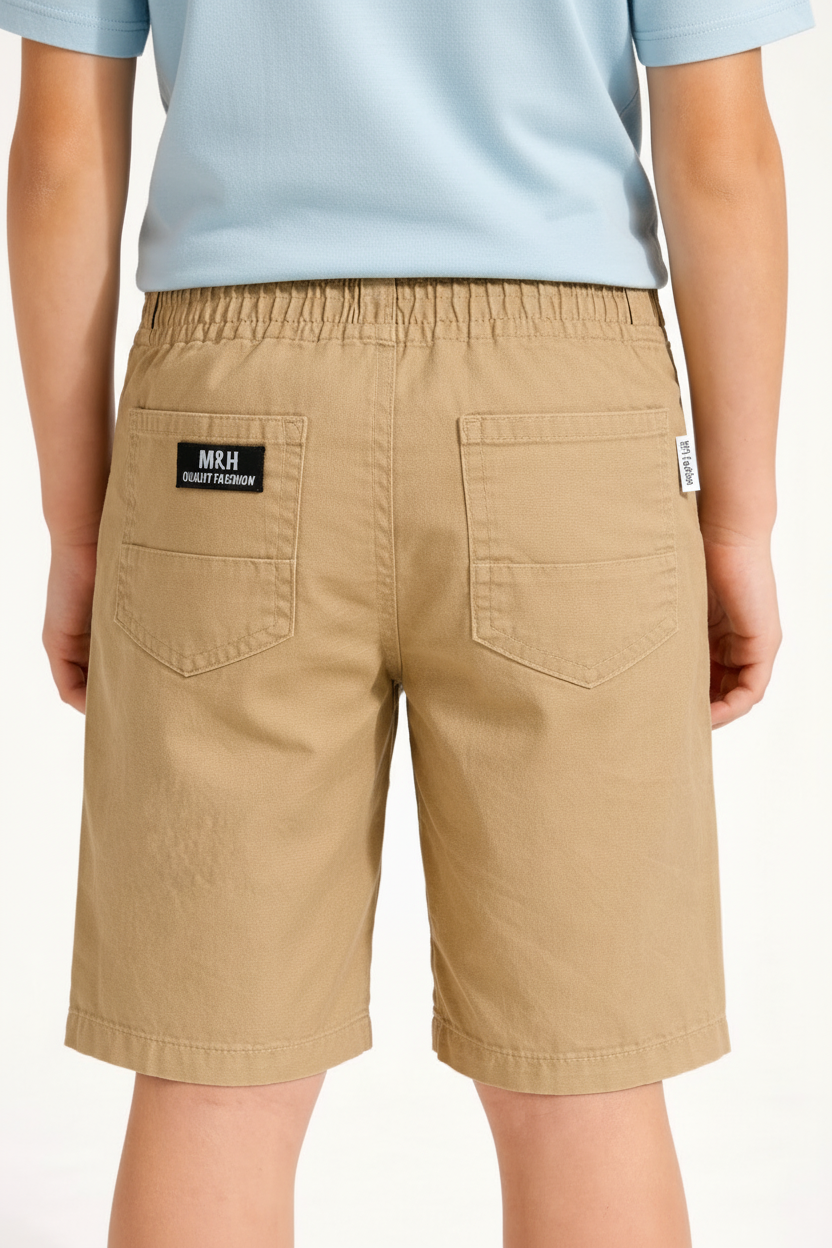 Boys Classic Khaki Elastic Waist Casual Shorts | MH