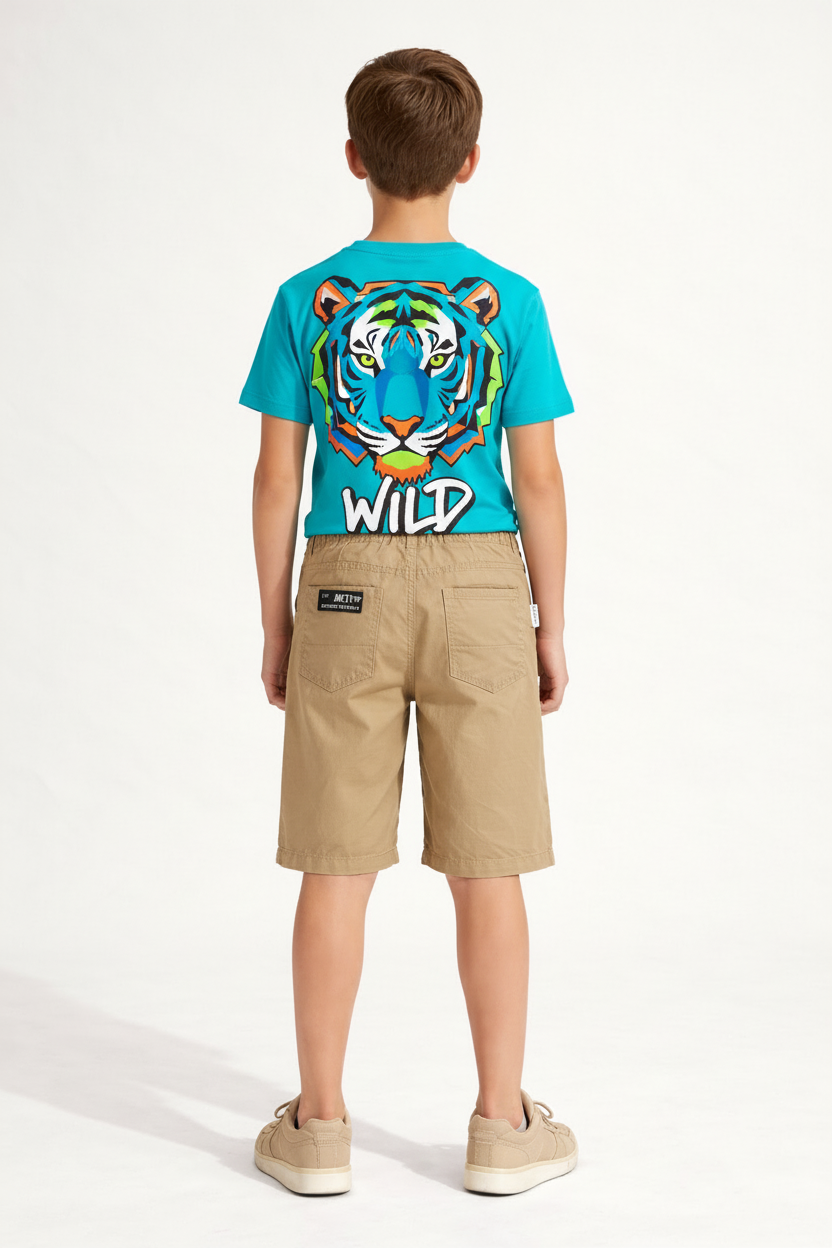 Boys Classic Khaki Elastic Waist Casual Shorts | MH