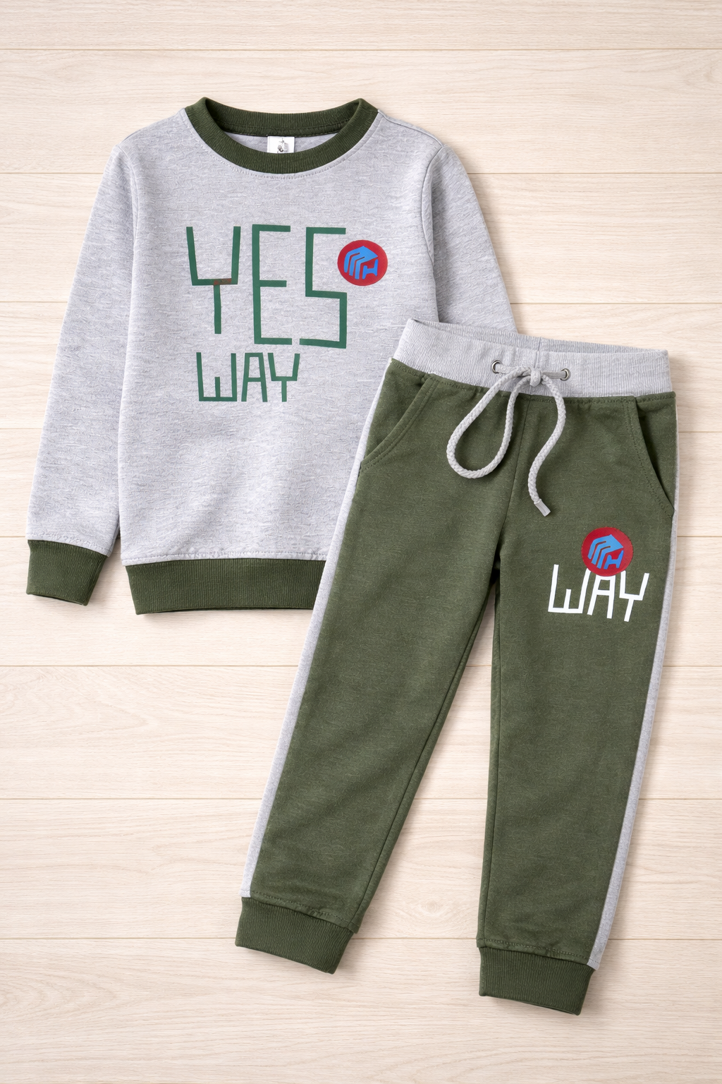 Kids “Yes Way” Casual Sweatshirt & Jogger Set | MH Size (2-12Years)