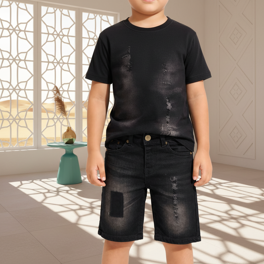 Kid Boy's Urban Distressed Denim Shorts | MH Size (1-12Years)
