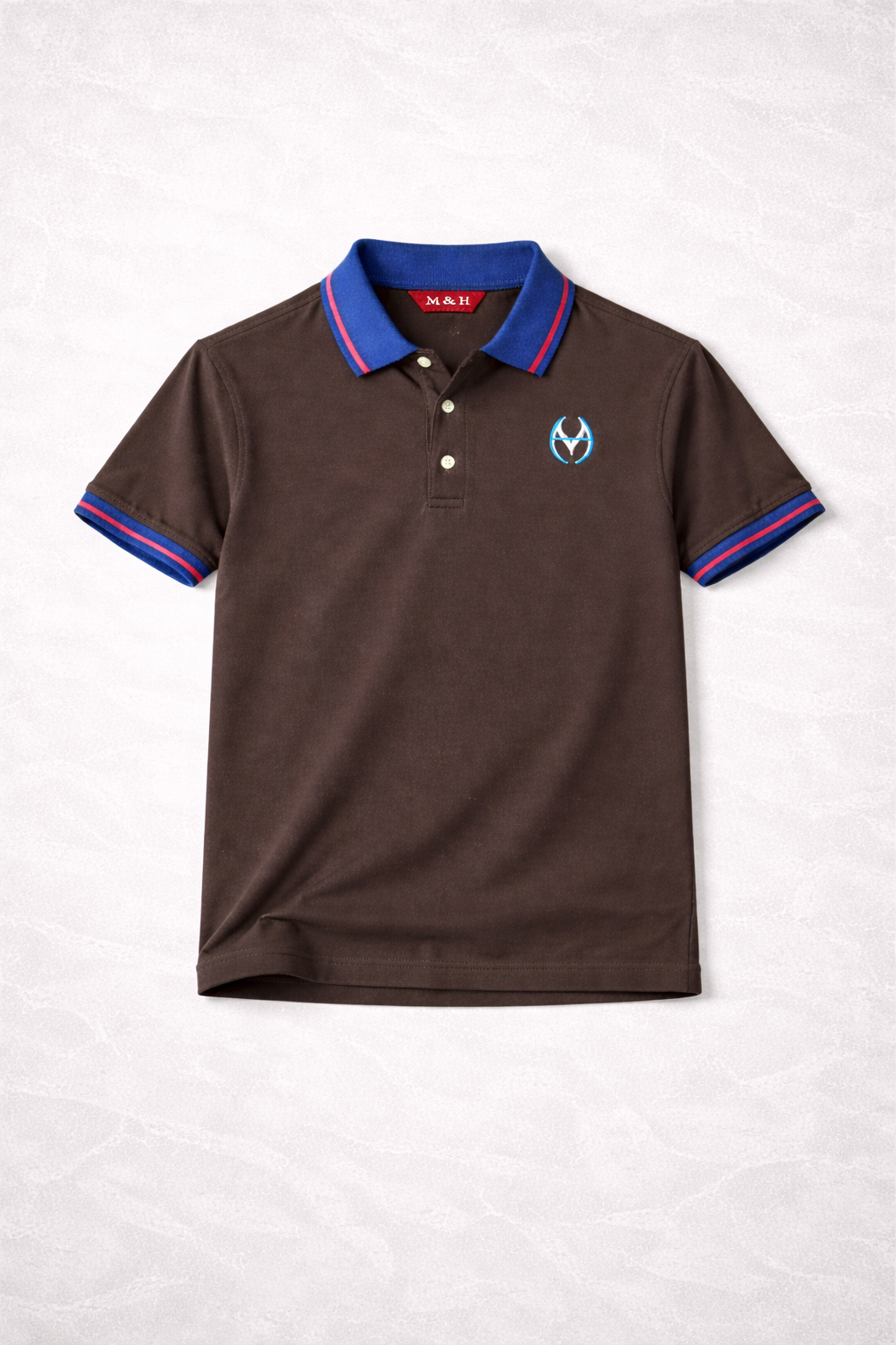 Classic Olive Polo T-shirt with Royal Blue Contrast Collar | MH